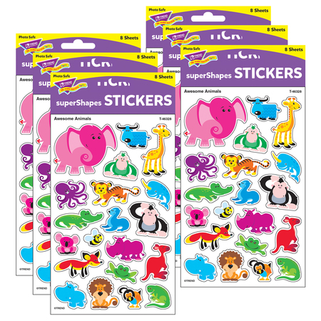 TREND ENTERPRISES Awesome Animals superShapes Stickers-Large, PK960 T46328